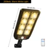 100/200led Solar Street Light IP65 Waterproof Solar Outdoor Motion Sensor Lights Solar Wall Light with Remote for Garden Yard