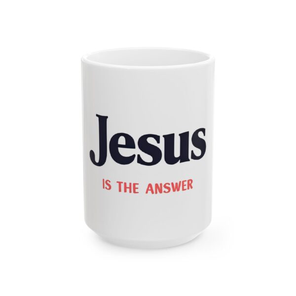 Inspirational Ceramic Mug for tea Lovers, Gifts for Christians, Motivational Drinkware, Jesus Is The Answer Cup, Faith-Based Office Mug