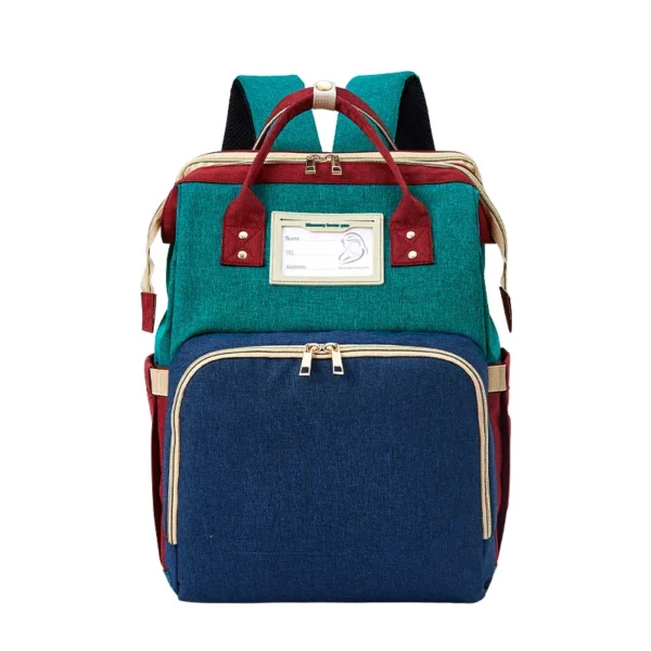 3 in 1 Nappy Diaper Bag with Extendable Folding Crib, Large Capacity Travel Baby Bed Bags for Mom Outing/Shopping, Portable Bag