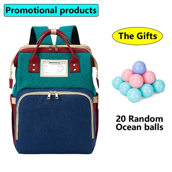 3 in 1 Nappy Diaper Bag with Extendable Folding Crib, Large Capacity Travel Baby Bed Bags for Mom Outing/Shopping, Portable Bag