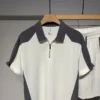 Men's Clothing American Style Summer Trendy Color Block Collared Polo Shirt Short Sleeve Sport Shorts Versatile Casual Two-Piece