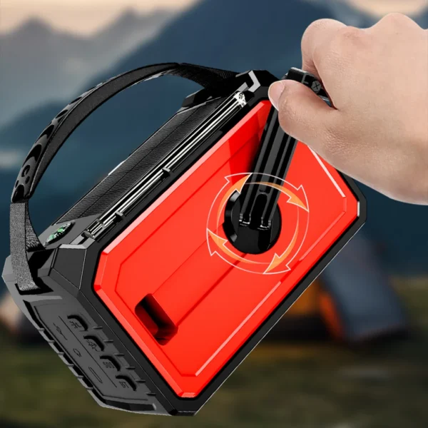 Outdoor Survival Weather Radio AM/FM/WB NOAA Solar Hand-cranked Rechargeable Power Bank Bluetooth-Compatible Speaker SOS Alarm