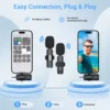 Basix Mini Lavalier Microphone Portable Audio Video Recording Mini Lapel Mic Wireless Microfone for IPhone TypeC ipad Game Phone