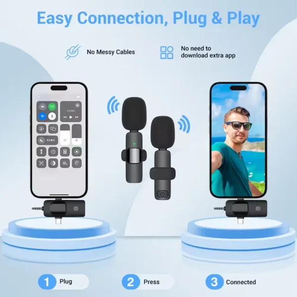 Basix Mini Lavalier Microphone Portable Audio Video Recording Mini Lapel Mic Wireless Microfone for IPhone TypeC ipad Game Phone