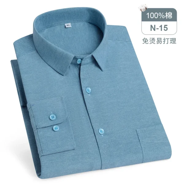 Oversized Men's Shirt Long Sleeve 100% Cotton Oxford Plaid Stripe Regular Fit Casual Fashion Men's 11XL 10XL 9XL 8XL 7XL