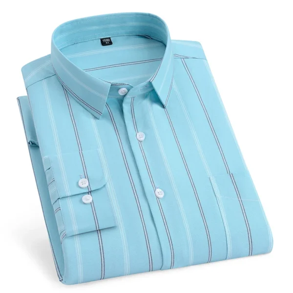 Oversized Men's Shirt Long Sleeve 100% Cotton Oxford Plaid Stripe Regular Fit Casual Fashion Men's 11XL 10XL 9XL 8XL 7XL
