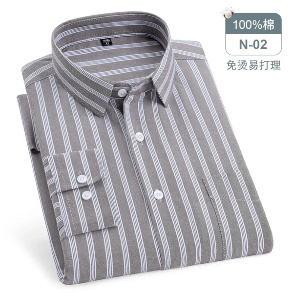 Oversized Men's Shirt Long Sleeve 100% Cotton Oxford Plaid Stripe Regular Fit Casual Fashion Men's 11XL 10XL 9XL 8XL 7XL