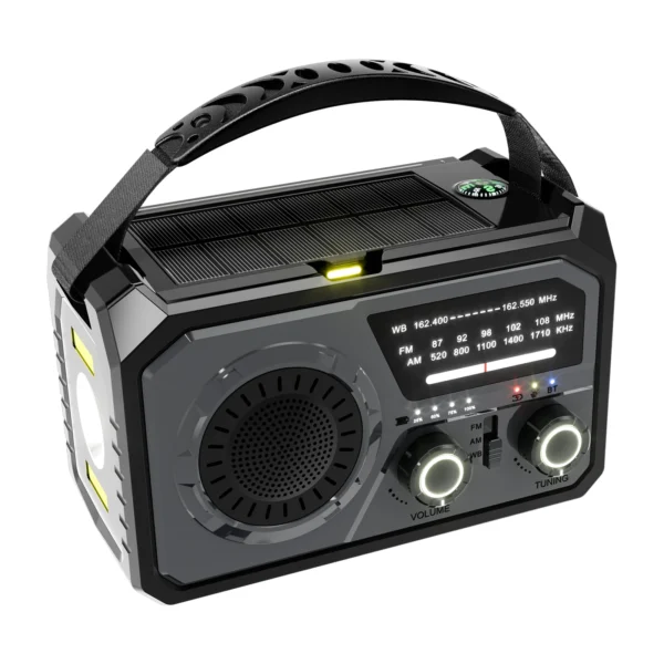 Outdoor Survival Weather Radio AM/FM/WB NOAA Solar Hand-cranked Rechargeable Power Bank Bluetooth-Compatible Speaker SOS Alarm