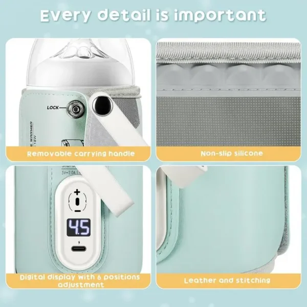 Baby Nursing Bottle Heater Safe Insulated Bag USB Rechargeable Milk Water Warmer Cover For Infant Outdoor Traveling Accessories