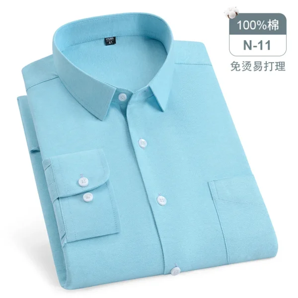 Oversized Men's Shirt Long Sleeve 100% Cotton Oxford Plaid Stripe Regular Fit Casual Fashion Men's 11XL 10XL 9XL 8XL 7XL