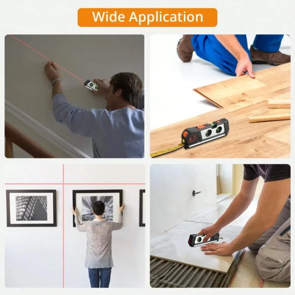 Laser Level Multipurpose Cross Line Laser 9.8 feet Measure Tape Ruler Adjusted Standard for Hanging Pictures Cabinets Tile Walls