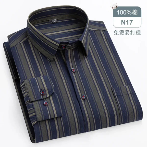 Oversized Men's Shirt Long Sleeve 100% Cotton Oxford Plaid Stripe Regular Fit Casual Fashion Men's 11XL 10XL 9XL 8XL 7XL