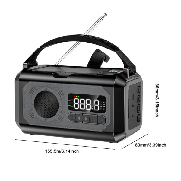 12000mAh Emergency Weather Radio Outdoor Solar Panel Radio Read Lamp Hand-Cranked AM/FM/NOAA Weather Radio For Outdoor Survival