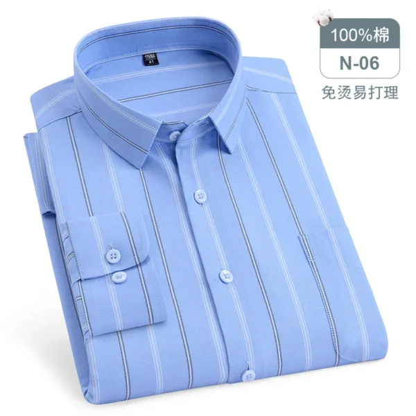 Oversized Men's Shirt Long Sleeve 100% Cotton Oxford Plaid Stripe Regular Fit Casual Fashion Men's 11XL 10XL 9XL 8XL 7XL
