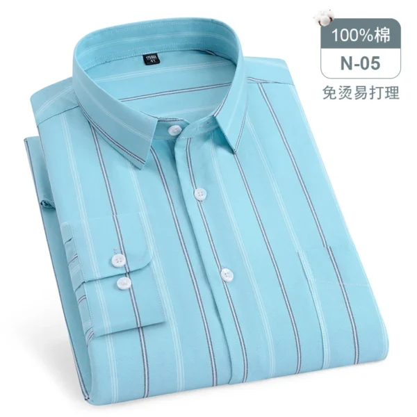 Oversized Men's Shirt Long Sleeve 100% Cotton Oxford Plaid Stripe Regular Fit Casual Fashion Men's 11XL 10XL 9XL 8XL 7XL