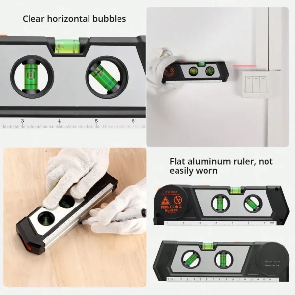 Laser Level Multipurpose Cross Line Laser 9.8 feet Measure Tape Ruler Adjusted Standard for Hanging Pictures Cabinets Tile Walls