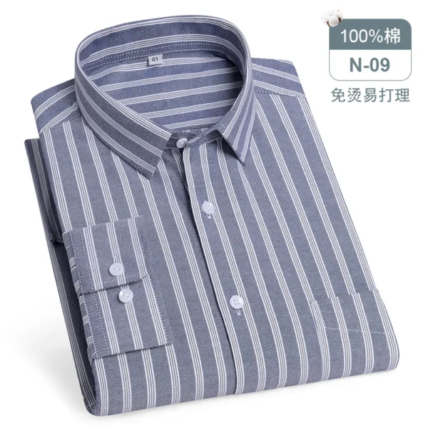 Oversized Men's Shirt Long Sleeve 100% Cotton Oxford Plaid Stripe Regular Fit Casual Fashion Men's 11XL 10XL 9XL 8XL 7XL