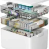 NEW 3-Tier Medicine Organizer Portable Medicine Cabinet with Leather Handle, Empty First Aid Kit for Home