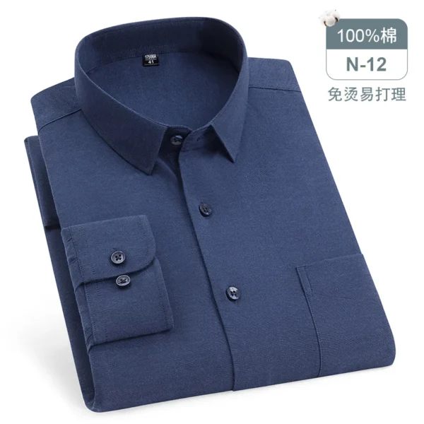 Oversized Men's Shirt Long Sleeve 100% Cotton Oxford Plaid Stripe Regular Fit Casual Fashion Men's 11XL 10XL 9XL 8XL 7XL
