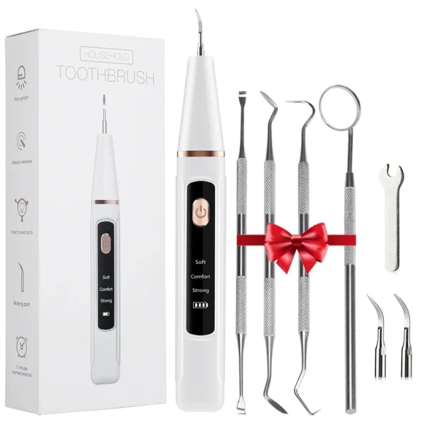 Ultrasonic Dental Scaler Oral Care Tartar Removal Calculus Remover Tooth Stain Cleaner LED Light Tooth Whitening Tools Household
