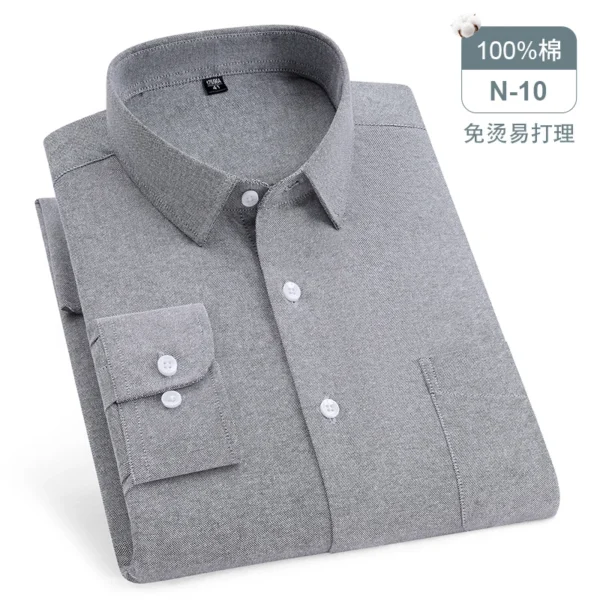 Oversized Men's Shirt Long Sleeve 100% Cotton Oxford Plaid Stripe Regular Fit Casual Fashion Men's 11XL 10XL 9XL 8XL 7XL