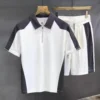 Men's Clothing American Style Summer Trendy Color Block Collared Polo Shirt Short Sleeve Sport Shorts Versatile Casual Two-Piece