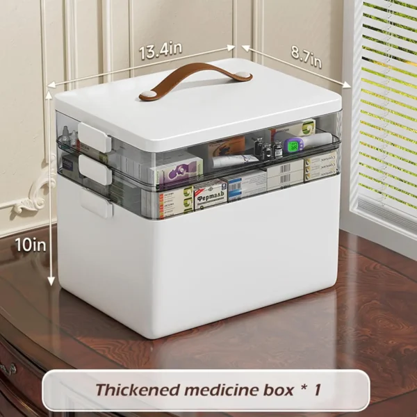 NEW 3-Tier Medicine Organizer Portable Medicine Cabinet with Leather Handle, Empty First Aid Kit for Home