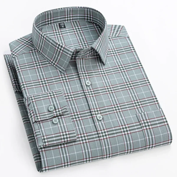 Oversized Men's Shirt Long Sleeve 100% Cotton Oxford Plaid Stripe Regular Fit Casual Fashion Men's 11XL 10XL 9XL 8XL 7XL