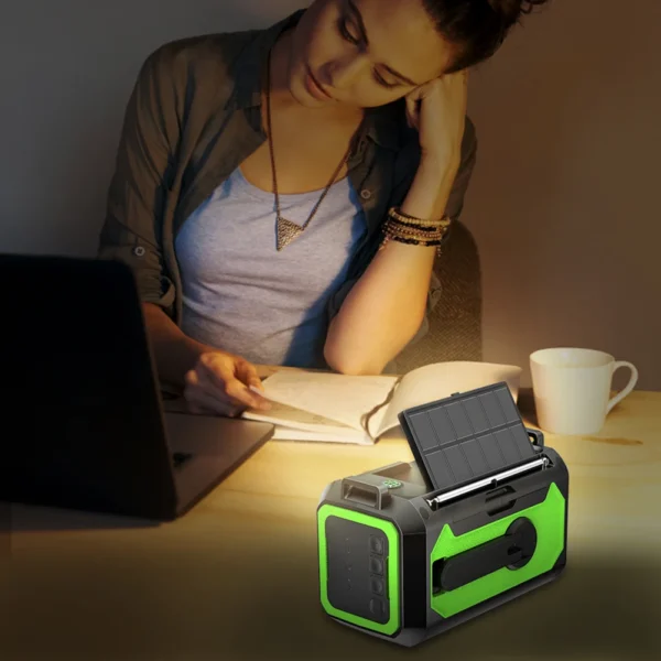 12000mAh Emergency Weather Radio Outdoor Solar Panel Radio Read Lamp Hand-Cranked AM/FM/NOAA Weather Radio For Outdoor Survival