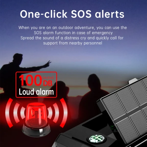 Outdoor Survival Weather Radio AM/FM/WB NOAA Solar Hand-cranked Rechargeable Power Bank Bluetooth-Compatible Speaker SOS Alarm