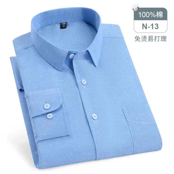 Oversized Men's Shirt Long Sleeve 100% Cotton Oxford Plaid Stripe Regular Fit Casual Fashion Men's 11XL 10XL 9XL 8XL 7XL
