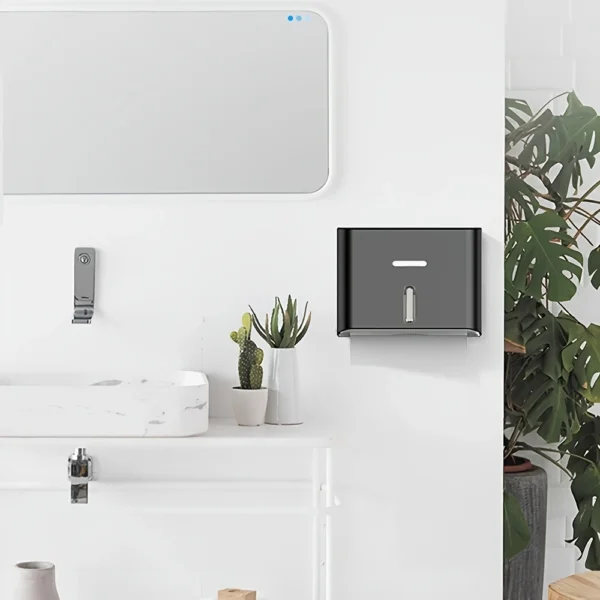 Wall-Mounted Paper Towel Dispenser - No-Drill, Space-Saving Design - Easy Access Toilet Tissue Holder - Available in White, Blac