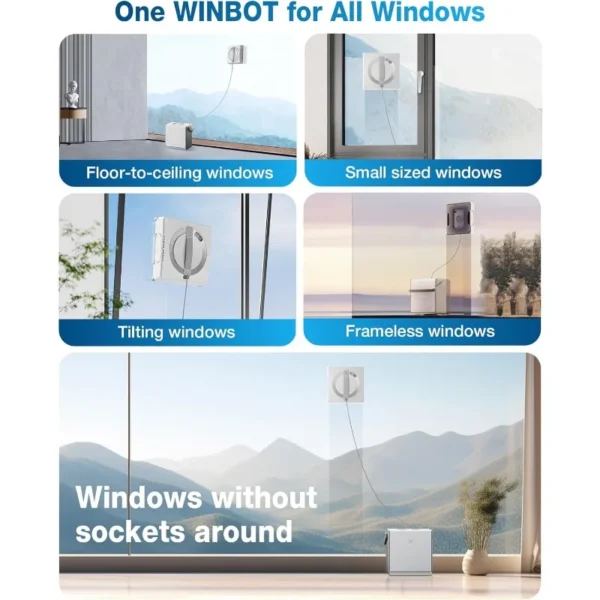 ECOVACS Winbot W2 Omni Portable Window Cleaning Robot, Intelligent Cleaning with Three-Nozzle Wide-Angle Spray Technology