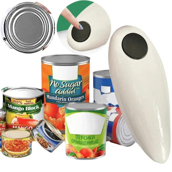 Electric Can Opener Hands Free Jar Opener Smooth Edge Bottle Opener Battery Operated for Weak Hands for All Kinds of Jars