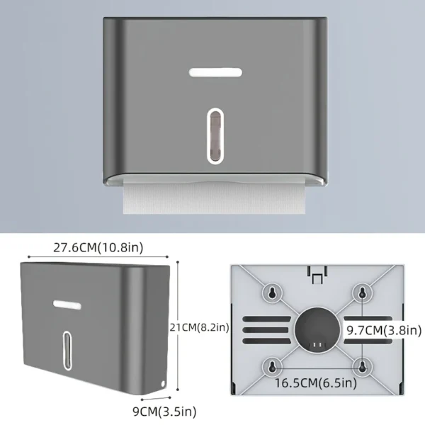 Wall-Mounted Paper Towel Dispenser - No-Drill, Space-Saving Design - Easy Access Toilet Tissue Holder - Available in White, Blac