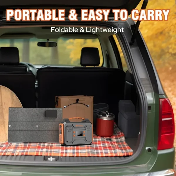 Authenticity guarantee.300W Portable Power Station with Foldable 60W Solar Panel, with DC AC Outlet for Home Use RV Outdoor Camp