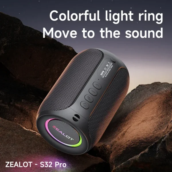 545324340 Zealot S32 pro Bluetooth Wireless Outdoor Portable Subwoofer Speaker Waterproof IPX6 Dual Pairing 3600mAh Wireless Speaker