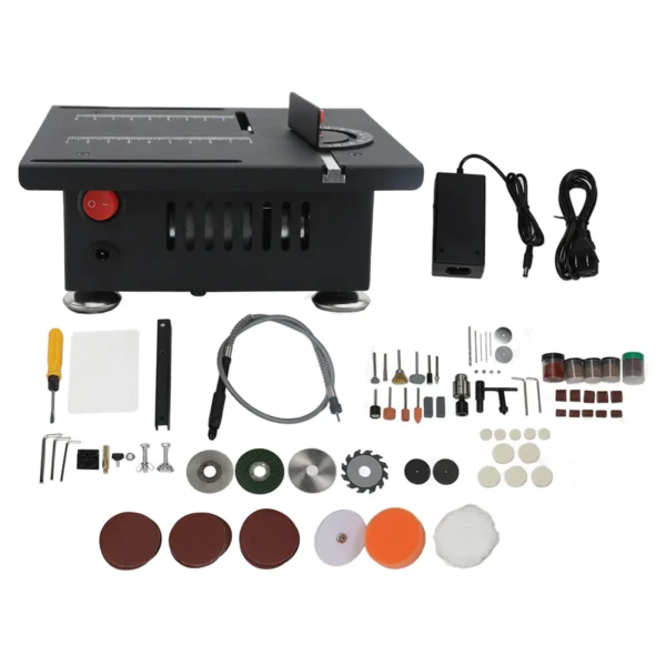 Mini Table Saw 100W 7 Speeds Angle Blade Height Adjustable Mini Desktop Electric Saw Cutter for Wood PCB Acrylic Plastic