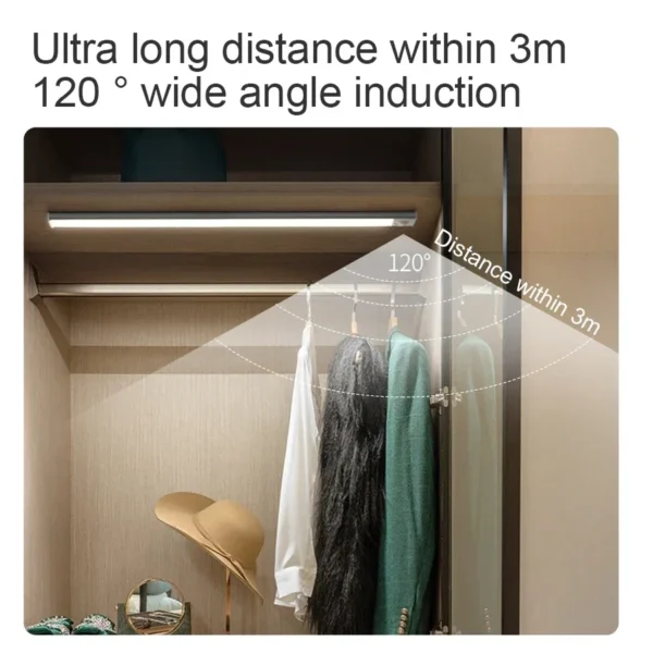 LED Night Light 20/30/40/50CM Motion Sensor Wireless USB Cabinet Night Light Wardrobe Lamp For Kitchen Cabinet Bedroom Wardrobe