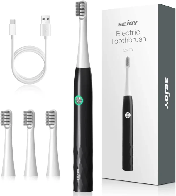 Sejoy Sonic Toothbrush Rechargeable  Ultra Whitening Electric Toothbrush 8 Brush Heads Wireless Charging 5 Modes Smart Timer