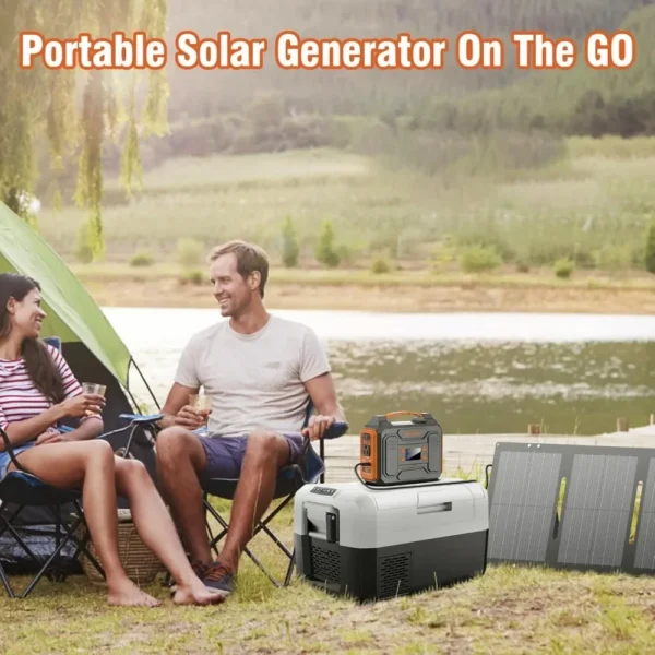 Authenticity guarantee.300W Portable Power Station with Foldable 60W Solar Panel, with DC AC Outlet for Home Use RV Outdoor Camp