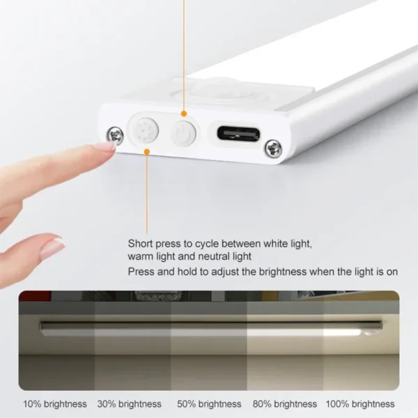LED Night Light 20/30/40/50CM Motion Sensor Wireless USB Cabinet Night Light Wardrobe Lamp For Kitchen Cabinet Bedroom Wardrobe