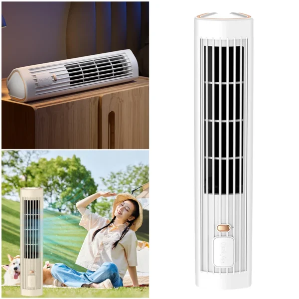 Tower Fan USB Charging Portable Air Conditioner 3 Speed Desktop Cooling Fan Wireless Desk Fan for Home Bedroom