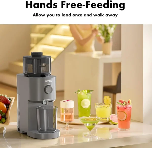 Cold Press Juicer, SiFENE Slow Masticating Machines with 5.2" Extra Large Feed Chute Fit Whole Fruits & Vegetables, Easy Clean