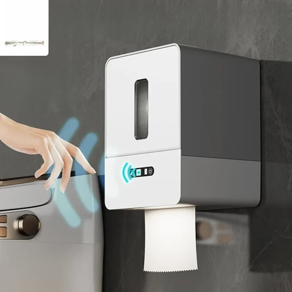 Smart Sensor Tissue Dispenser Auto Electric Wall-Mounted Bathroom Paper Holder Touchless Toilet Roll Machine for Home/Hotel