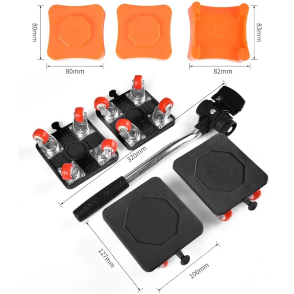 400KG Heavy Duty Furniture Lifter Transport Mover Lifter Slides Wheel Easy Furniture Mover Tool Set Wheel Roller Bar Hand Tools