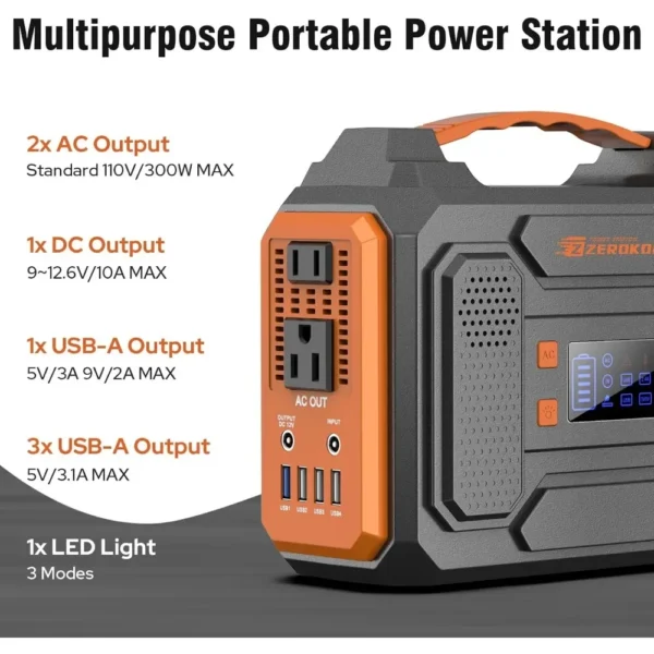 Authenticity guarantee.300W Portable Power Station with Foldable 60W Solar Panel, with DC AC Outlet for Home Use RV Outdoor Camp
